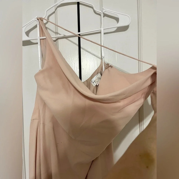 After Six One-Shoulder Draped Cowl-Neck Maxi Dress - 6849 Cameo - Picture 5 of 11